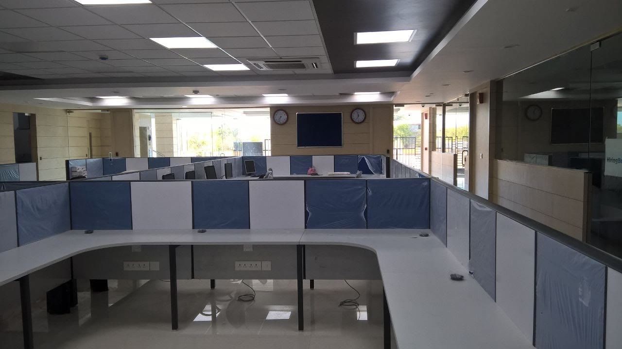 Furnished workstations on an office floor